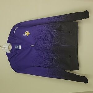 New NFL VIKINGS FOOTBALL Hoodie Women's L zip front